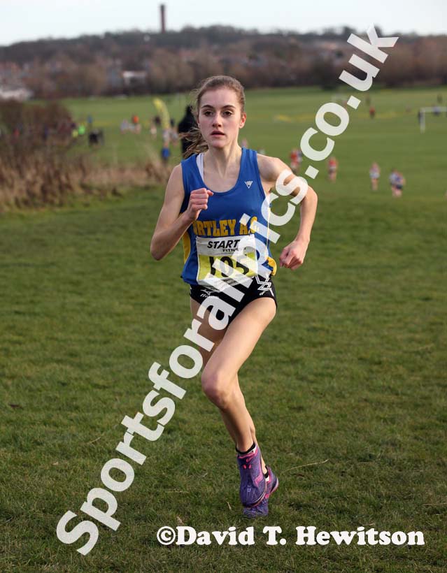 Lydia Turner (Birtley) on her way to winning the under-17 womens North Eastern Cross Country, Champs., Temple Park, South Shields. Photo: David T. Hewitson/Sports for All Pics